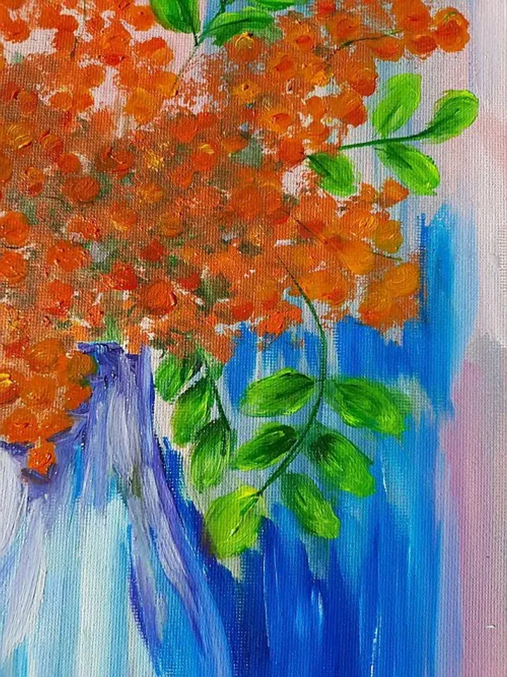 Rowan in a vase oil painting