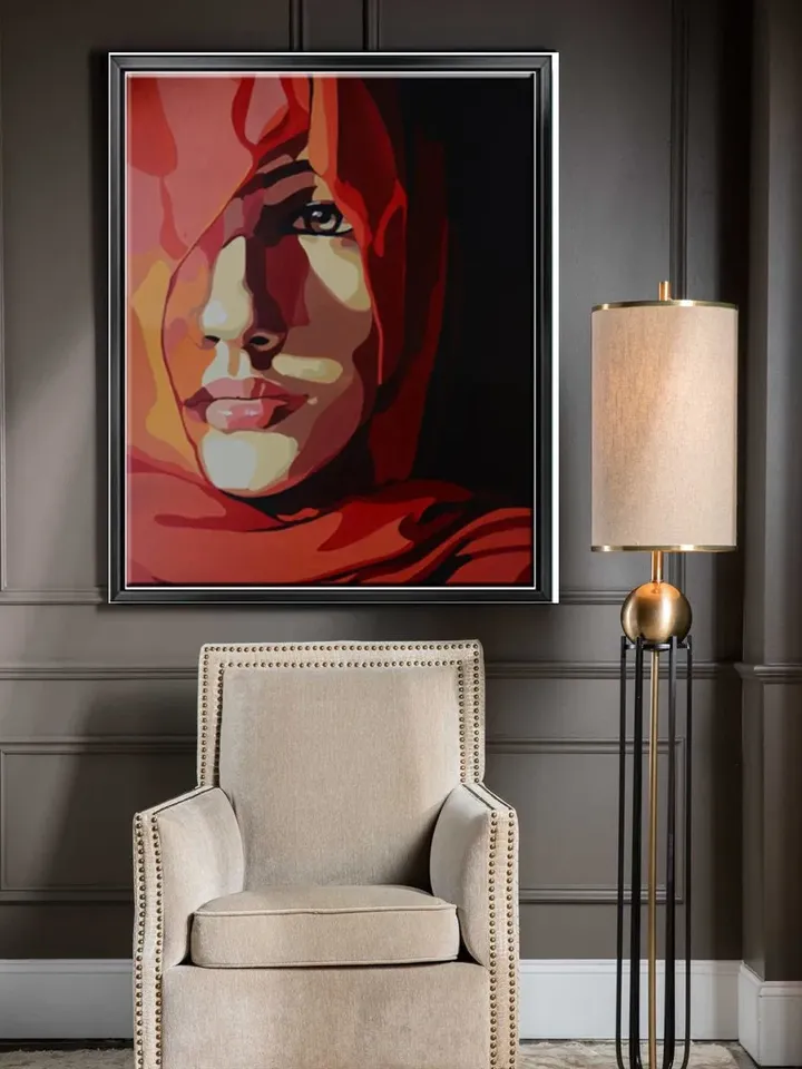 Mysterious woman Print on Canvas , Floating Frame Option, Modern Wall Art, Extra Large Canvas Wall Art