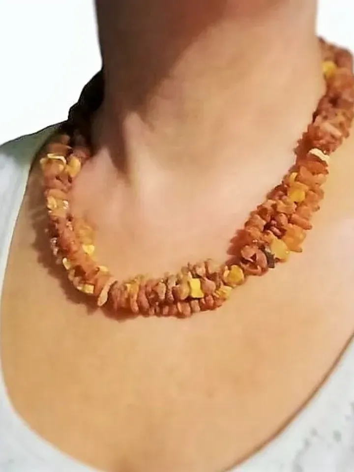 Amber Necklace Adult Healing Raw Natural Amber Stone Necklace Baltic Amber Jewelry Large bead Necklace in 3 Strands