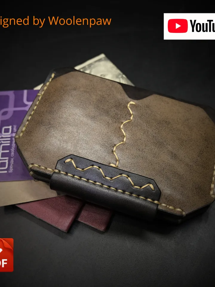 Leather pattern - pasport wallet "FUTURE" + video tutorial.PW7