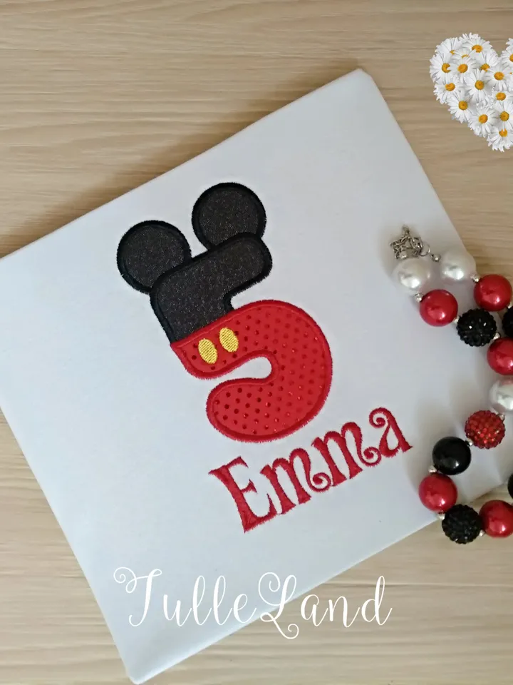 Mouse Number Five Cute mouse Oh Toodles, I'm 5 Boy's fifth birthday Design applique for Machine Embroidery