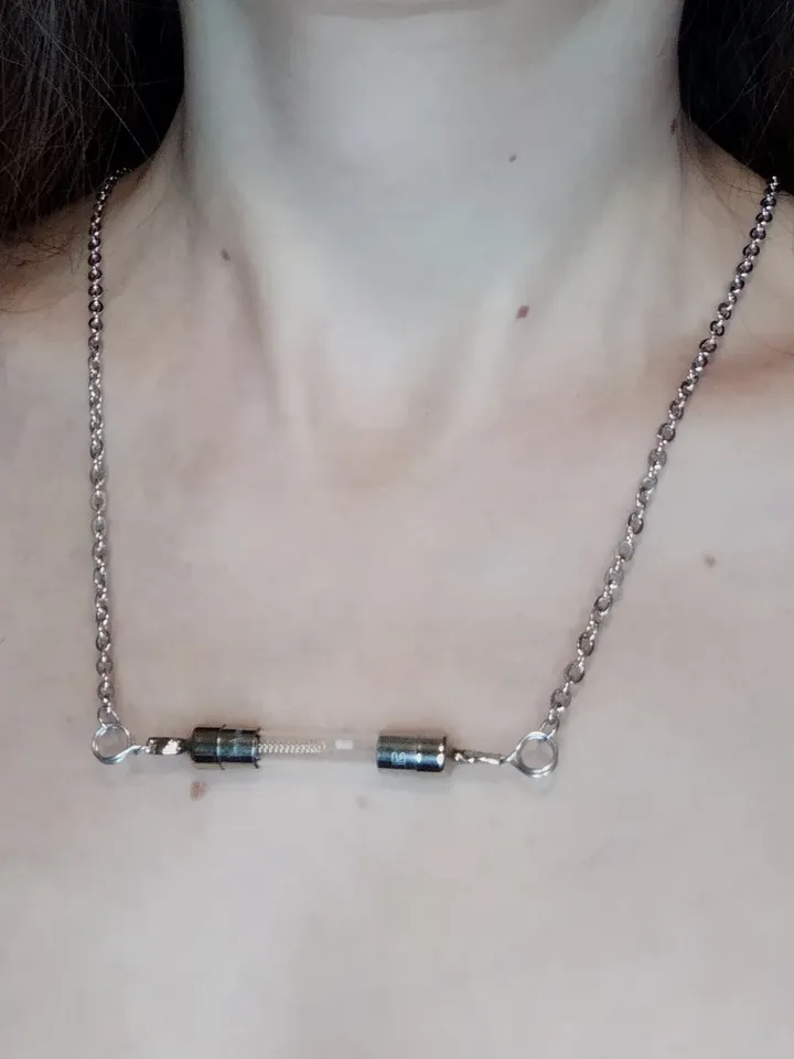 Glass vacuum tube necklace recycled Biomechanical choker Steampunk necklace unisex