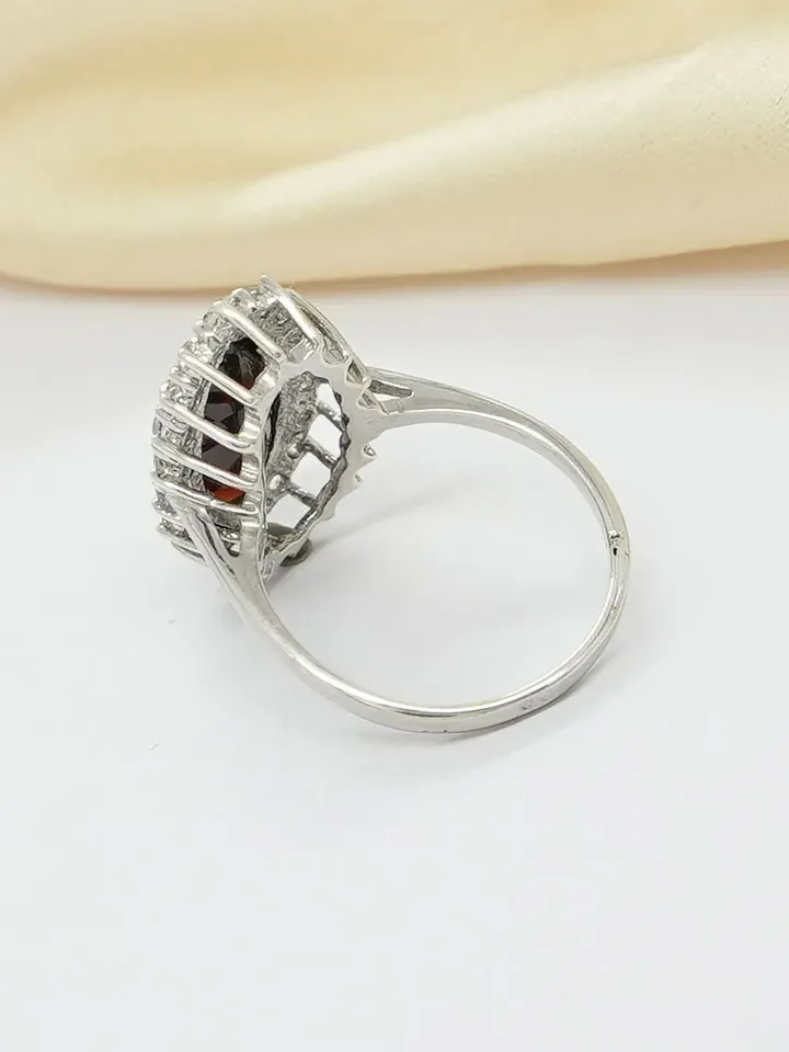 Natural Garnet Ring, 925 Sterling Silver Ring, Garnet Engagement Ring, Anniversary Gift, Women Ring, Garnet Jewelry, Bridal Ring