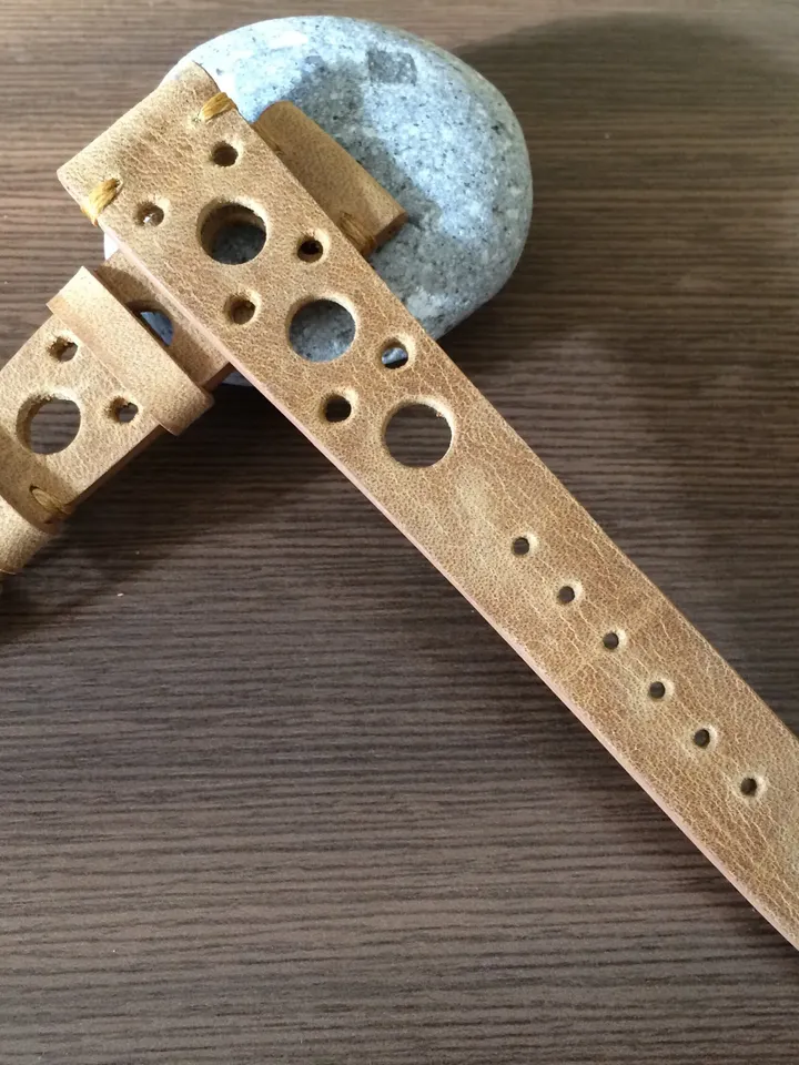 Rally Watch Band, Leather watch strap, Racing watch strap, Beige Leather watch band, 19mm watch band, 20mm watch strap, FREE SHIPPING