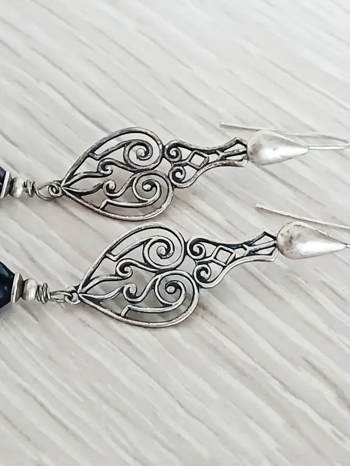 Boho Shabby chic Vintaj and Artisan Pewter permanent colored natural copper with cultured pearls beads earrings
