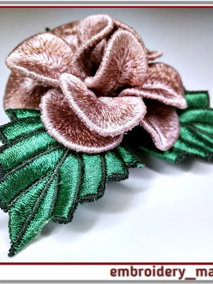 In the hoop Embroidery design 3D flower brooch "Peony"