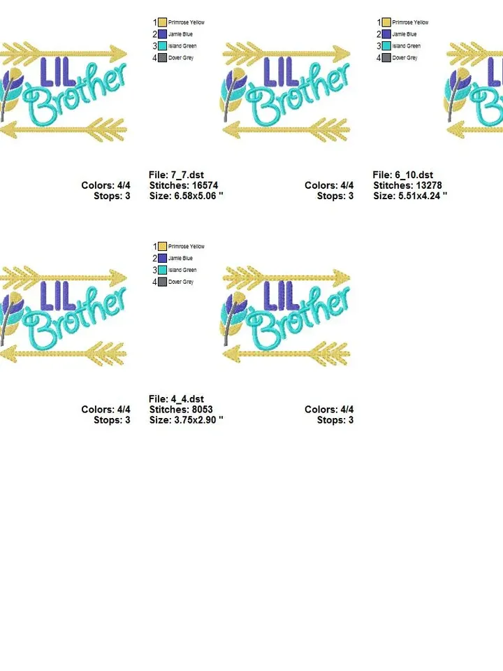 Lil brother Big brother feather & arrows little bro sibling Design for Machine Embroidery