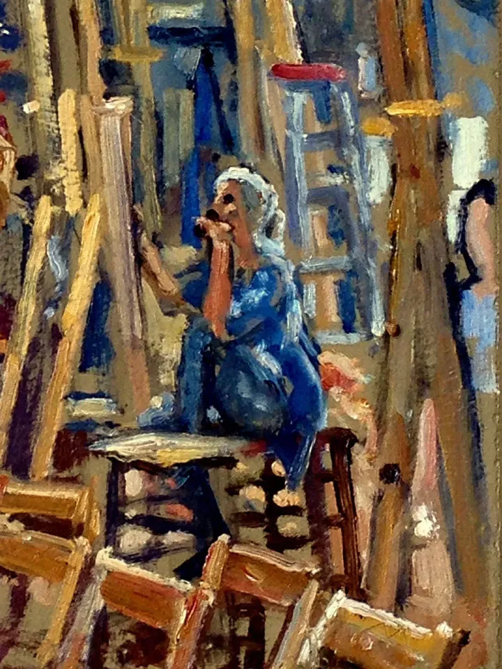 Original Studio Interior Painting - North Light/Art Students League of New York- 8x12 Oil on Panel, Impressionist Fine Art, Signed Original