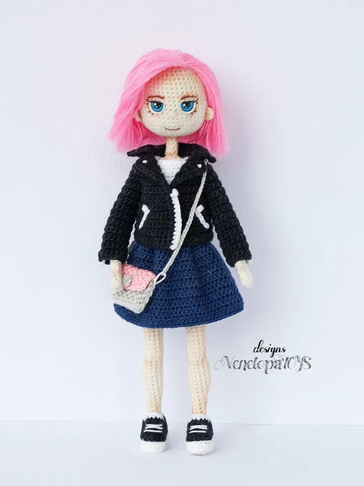 Crochet Doll with clothes Pattern, crochet doll in removable clothes, crochet doll tutorial pdf
