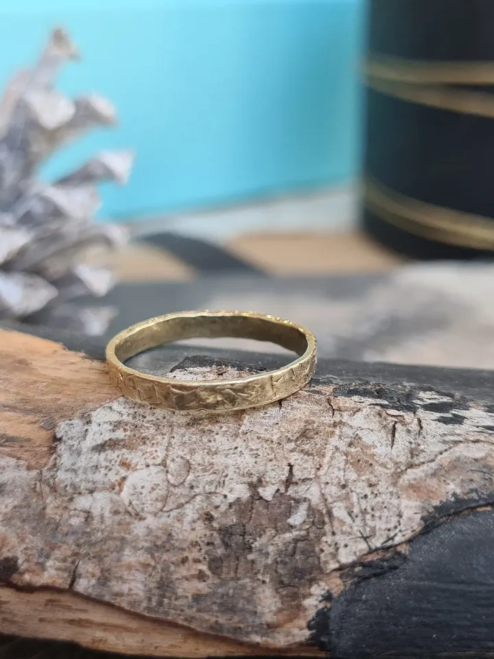 Roughly Hammered 14K Gold Knuckle Ring, Toe Ring