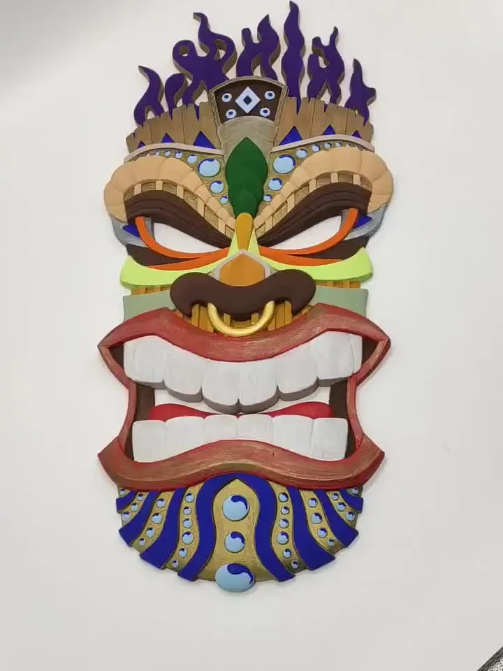Wood mask wall art, wood tribal mask, tiki mask wood, carved wood mask, african wood mask, wall decor, wall panel, wooden wall panel