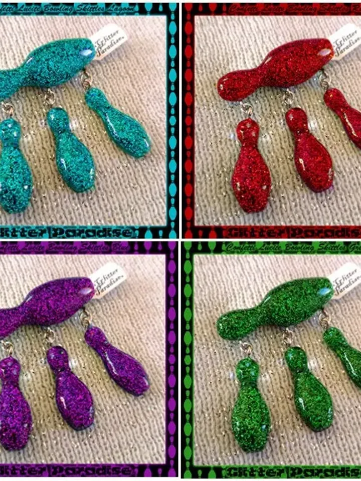 Confetti Lucite Bowling Skittles Green