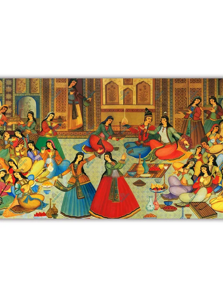 Bazm o Raghs - Antique Persian Miniature Wall Art | Iranian Wall Art | Traditional Persian Gift | Persian Art