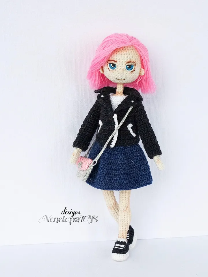 Crochet Doll with clothes Pattern, crochet doll in removable clothes, crochet doll tutorial pdf