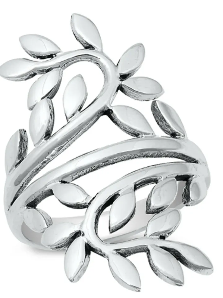 Sterling Silver Leaves Ring Beautiful Leaves Statement Ring Thumb Evening Jewelry Special Holiday Jewelry Size 5 to 10