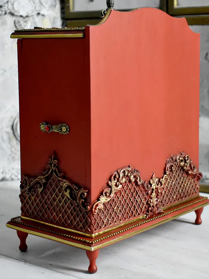 Red Double Teahouse for Storing Disposable Tea Bags CROWN