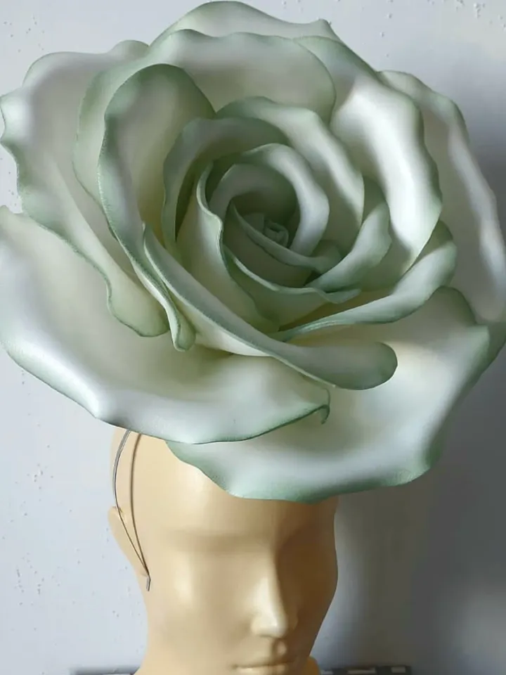 Giant rose fascinator, Wedding Floral headdress, Bridal headband bloom headpiece Bride hairband Garden party