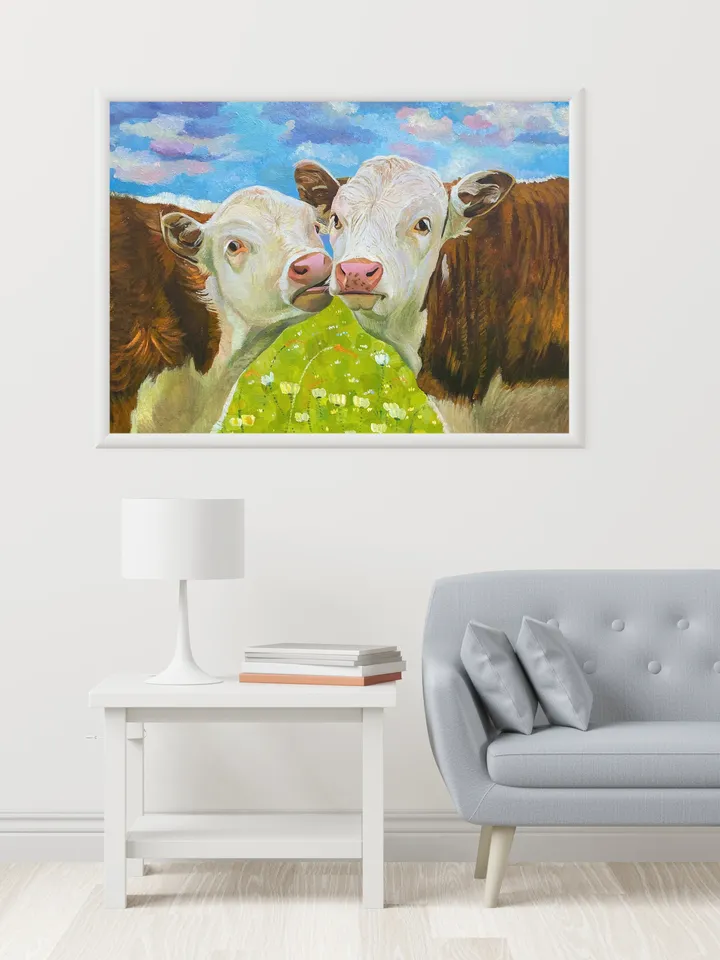 Cow original painting Animal artwork  oil painting hand-painted