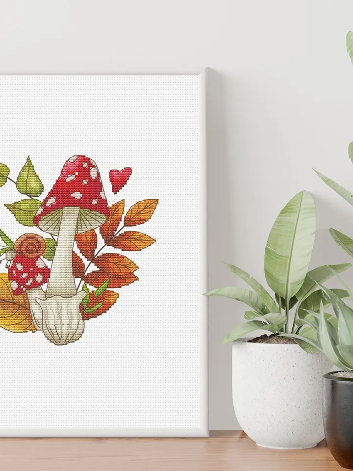 Mushrooms Cross Stitch Pattern PDF, Mushroom Vegetable Cross Stitch Pattern, Modern cross stitch pattern, Embroidery Design Digital File