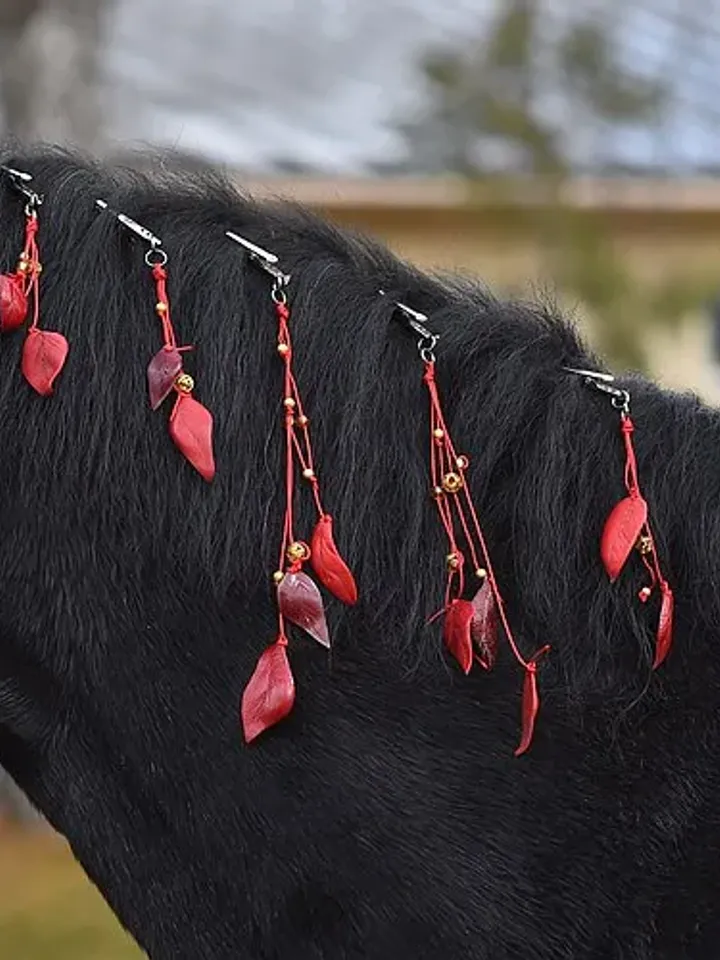 Green horse mane extension jewelry Handmade pony mane and tail clips spring