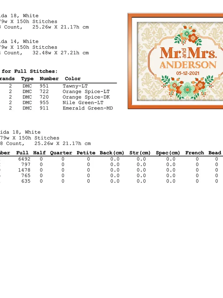 DIY. Wedding cross stitch pattern. Flower Frame cross stitch. Border cross stitch pattern.
