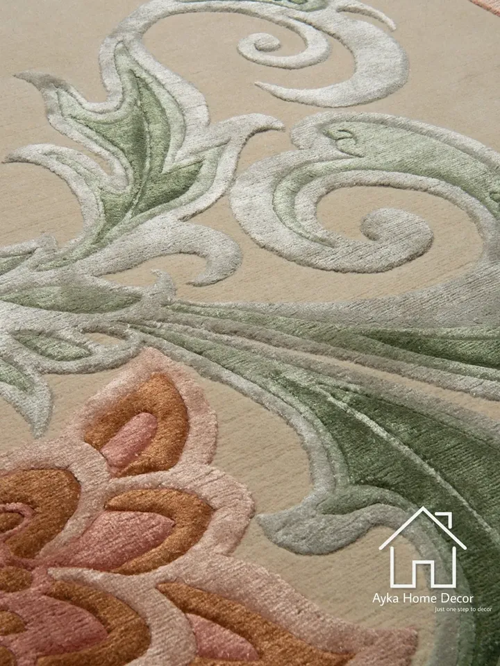Contemporary Shape Hand Tufted Erase Pattern Traditional Area Rug Woolen Carpet Large Area Rug Silk & Wool For Customized Size Dm us