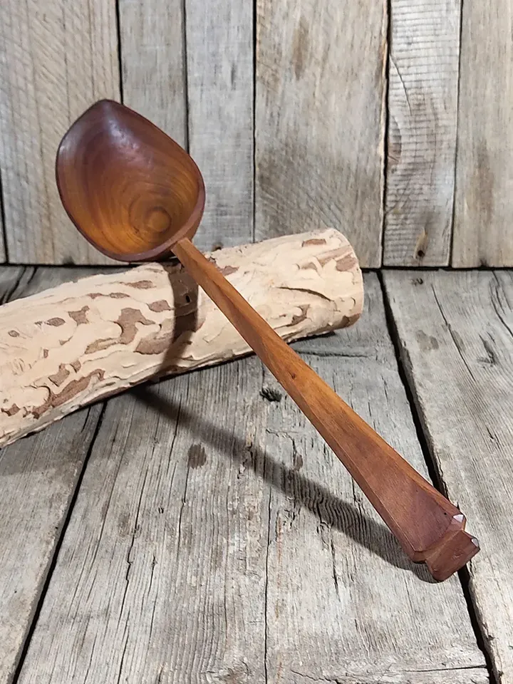 Handmade wooden spoon Wooden gift anniversary Serving & cooking  spoon  Large wooden spoon Wooden ladle Kitchen utensils