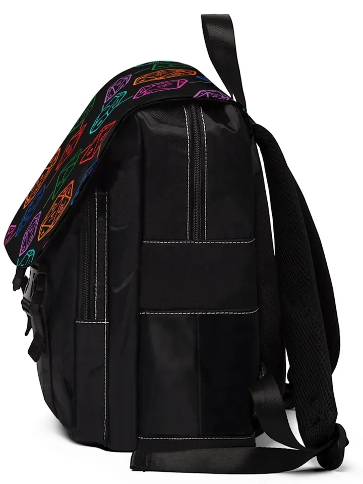 Polyhedral Dice DnD TTRPG Shoulder Backpack | Tabletop Roleplaying Game Dice D20 Pattern, Over the Shoulder Bag, Bag of Holding, DnD5e