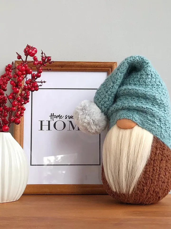 Swedish gnome with blue hat, Hygge decor for home, Winter gnome decor