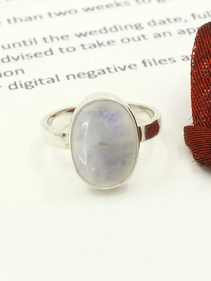 Natural Rainbow Moonstone Ring, Oval Cut Moonstone Ring, 925 Sterling Silver Ring, Midi Ring, Birthstone Ring, Moonstone Jewelry
