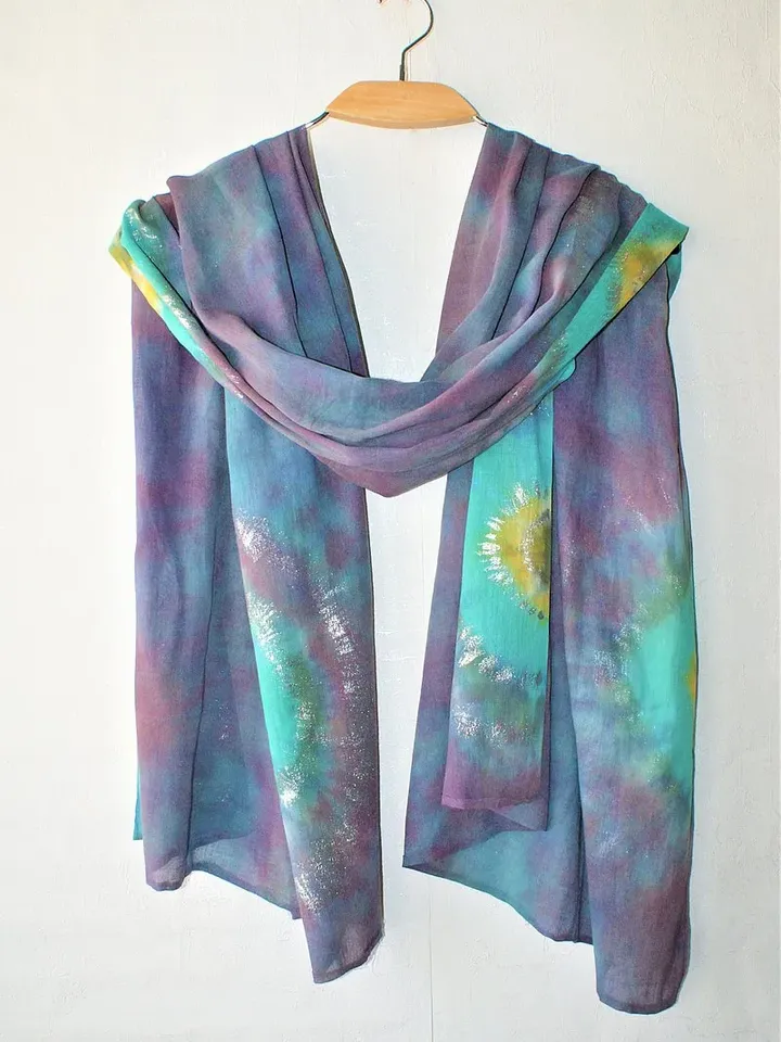 Gray blue cotton scarf Large hand dyed shawl Mother's day gift Tie dye scarf