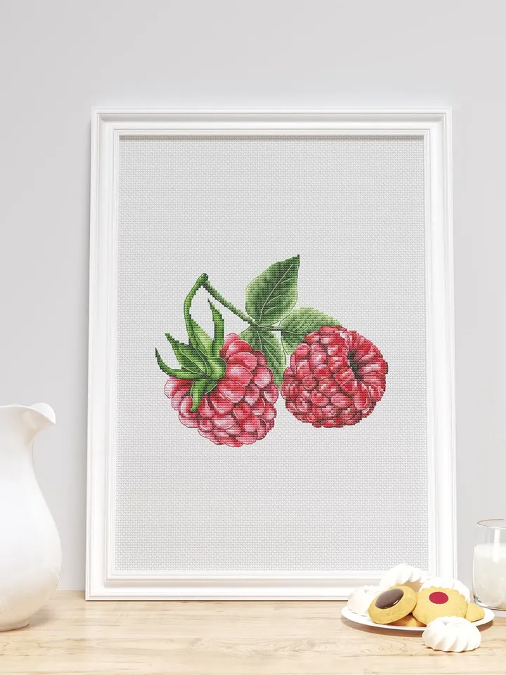 Raspberry Cross Stitch Pattern PDF, Embroidery Instant Download, Modern Embroidery, Easy Cross Stitch, Raspberry Wall Art