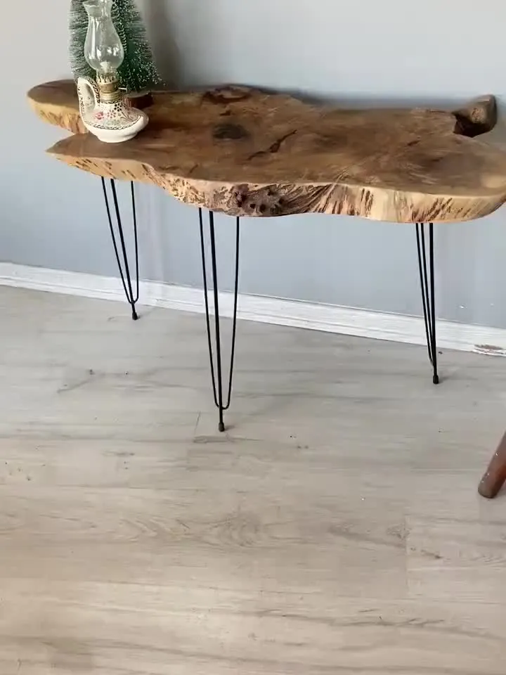 Custom Made & Walnut Wood Coffee Table, Live Edge Coffee Table, Unique Coffee Table