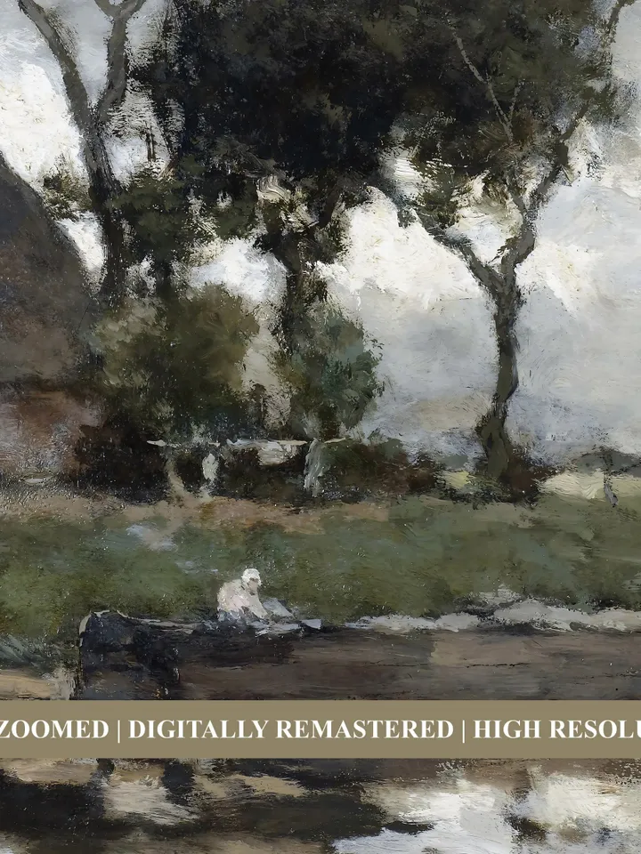 Cottage Landscape Oil Painting, Vintage Print, Autumn Printable Wall Art Decor | 335