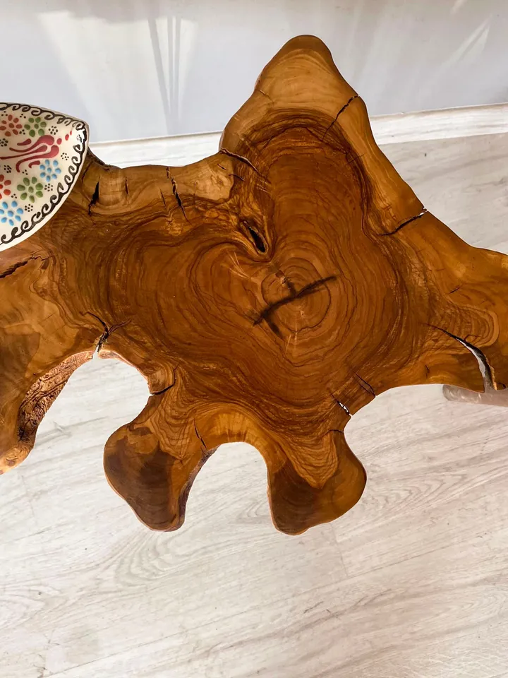 Custom Made & Olive Wood Coffee Table, Live Edge Coffee Table, Unique Coffee Table