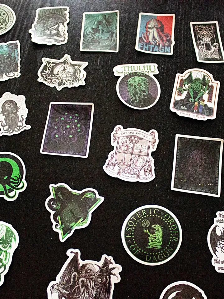 50 HP Lovecraft and Cthulhu Stickers | Fifty Unique Stickers, 2"x2" Sized, Party Gifts, Cosmic Horror Lover, Cthulhu Mythos, Call of Cthulhu