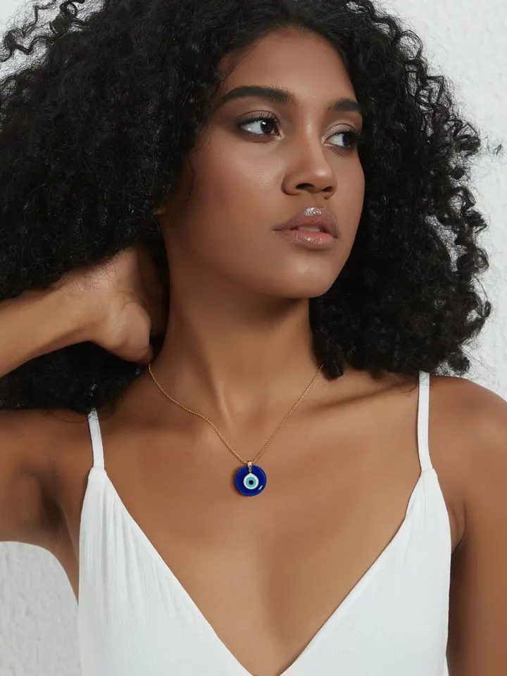 PERIMADE Turkish Evil Eye Charm Pendant • Nazar Blue Eye Layering Necklace • Sterling Silver Friendship Jewelry • Trendy Best Friend Gift