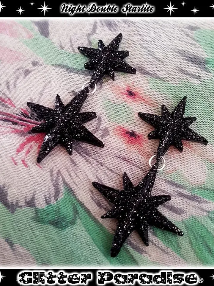 Night Starlite - Boucles d'Oreilles Starlite - Boucles d'Oreilles Starburst - Motel Star - 50's - Mid-Century Modern - Glitter Paradise®