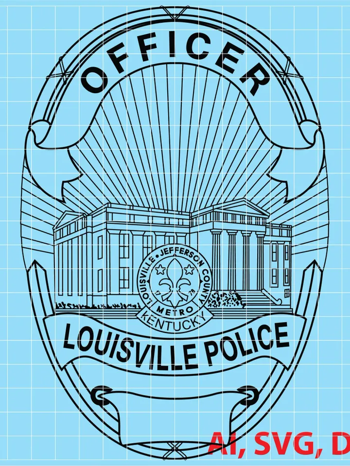 Kentucky Louisville Police Officer Badge, Logo, Seal, Custom, Ai, Vector, SVG, DXF, PNG, Digital