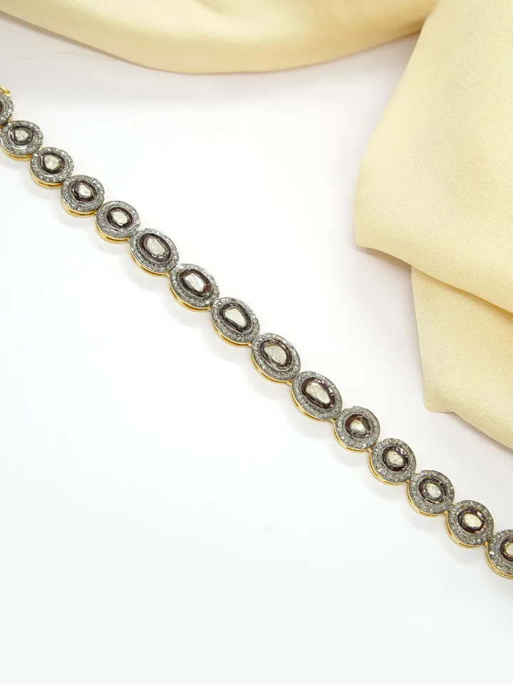 Polki Bracelet, Polki Diamond Bracelet, Solid 925 Sterling Silver, Polki Jewelry, Victorian Jewelry, Gift For Her, Diamond Bracelet Bangle