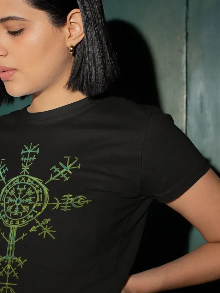 Norse Cross T-Shirt (Unisex) | Nordic Compass Viking Cross, Scribbled Pagan Art, Wheel of Fortune, Vegvisir the Way Shower, Viking Runes