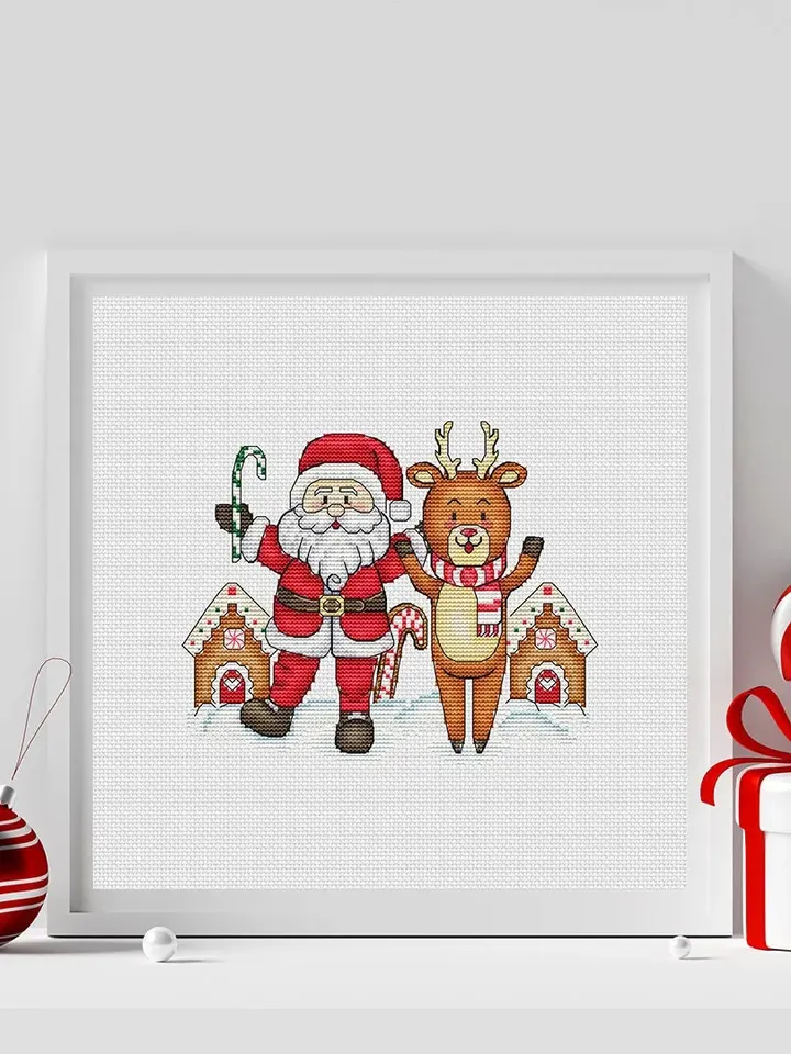 Winter Cross Stitch Pattern PDF, Winter Wonderland Cross Stitch, Santa Christmas Chart Instant Download