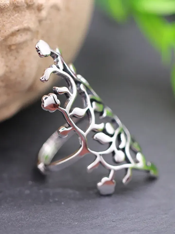 925 Silver Floral Statement Ring, Large Statement Ring, Silver Statement Ring, Resizable Statement Ring, Floral Statement Ring, Big Ring