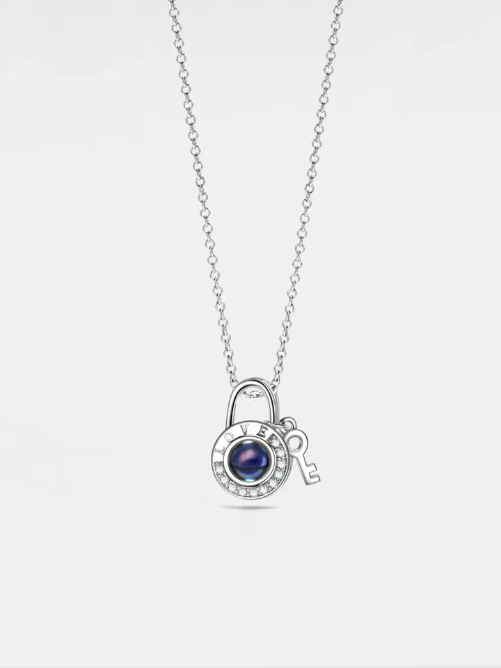 PERIMADE Love Lock Projection Necklace • Personalized Picture Inside Pendant • Minimalist Pet Memorial Jewelry • Trendy Best Friend Gift