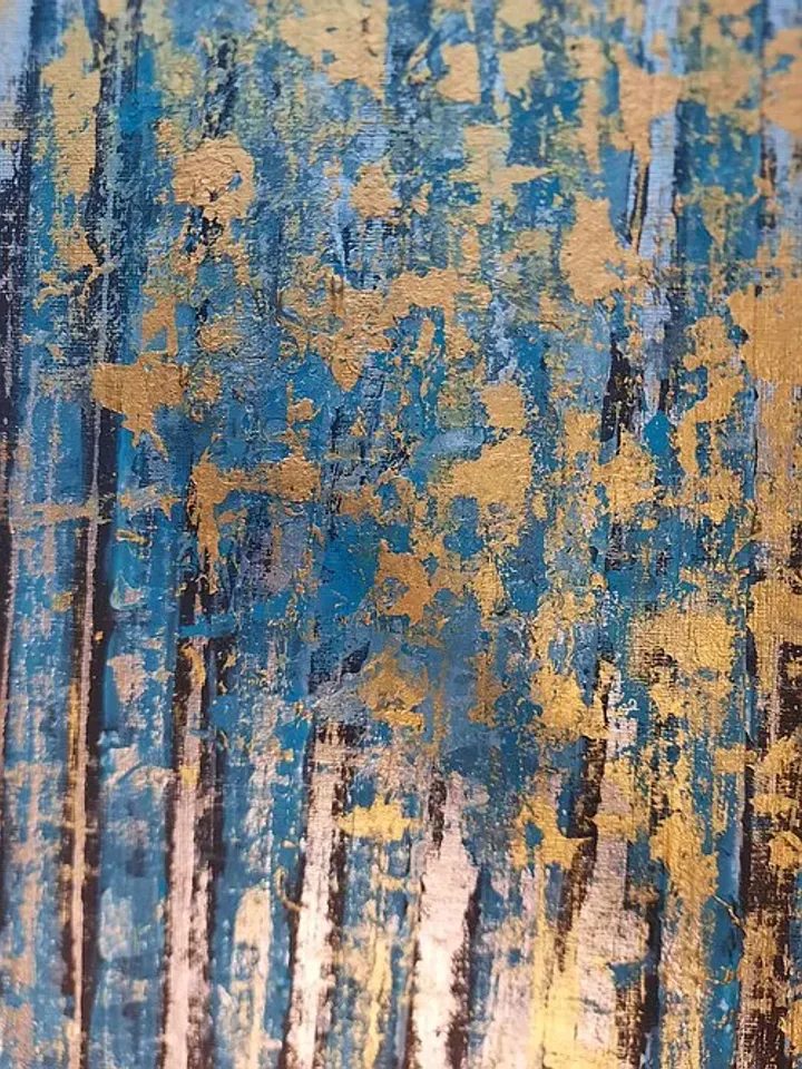 Abstract painting turquoise and gold Abstract trees canvas art Abstract painting