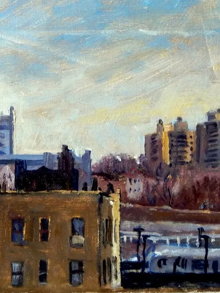 Original New York Landscape Painting -The Long View/Inwood/NYC- 10x17 Oil on Canvas, Impressionist Plein Air Fine Art, Signed Original