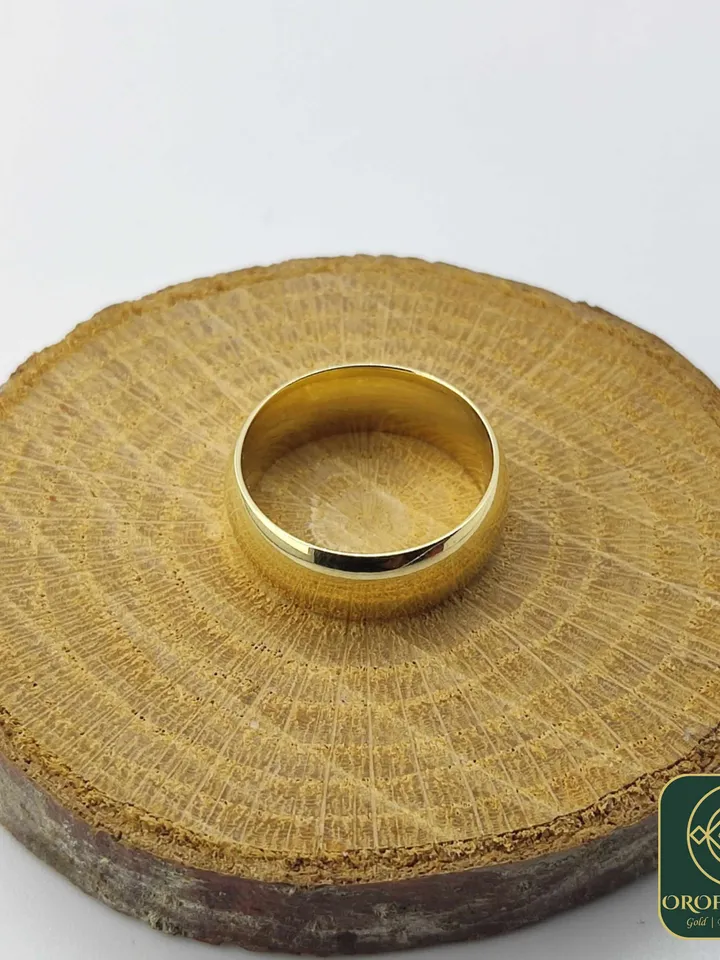 14K 7MM Gold Classical Hollow Wedding Band Men Women Hers His Custom Made Marriage Band Ring Cambered Surface Comfort Fit made to order