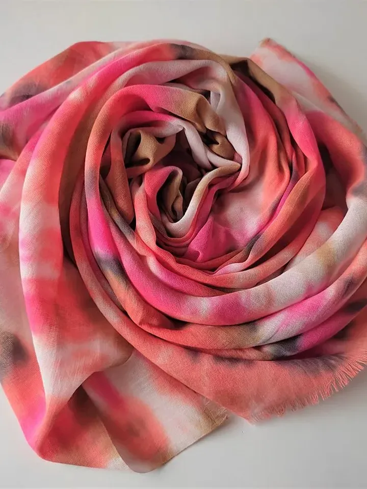 Cotton scarf Orange long tie dye scarf Handmade gift mother's day Tie dye scarf