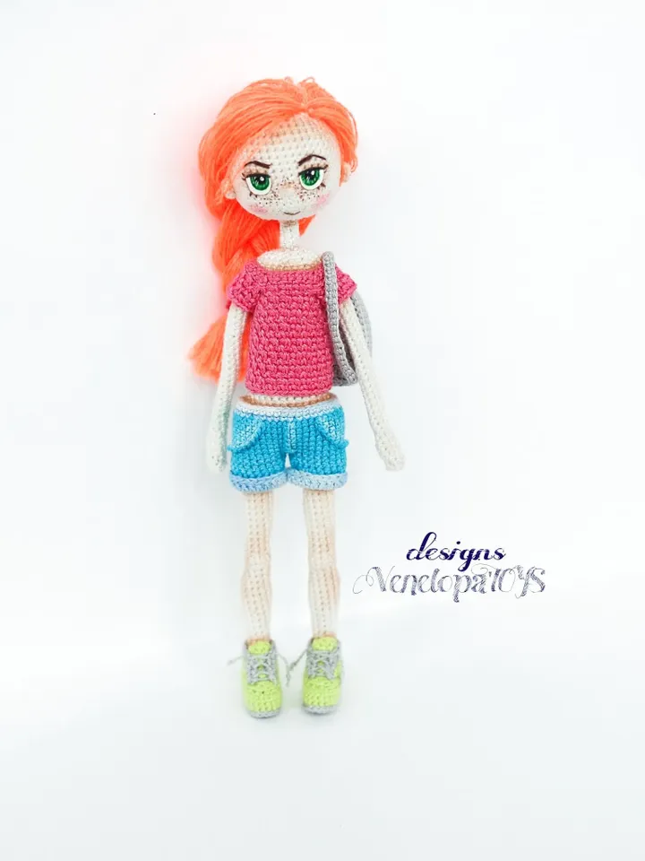 PDF Pattern Crochet Outfit for Doll Summer, doll in summer removable clothes, crochet pdf tutorial