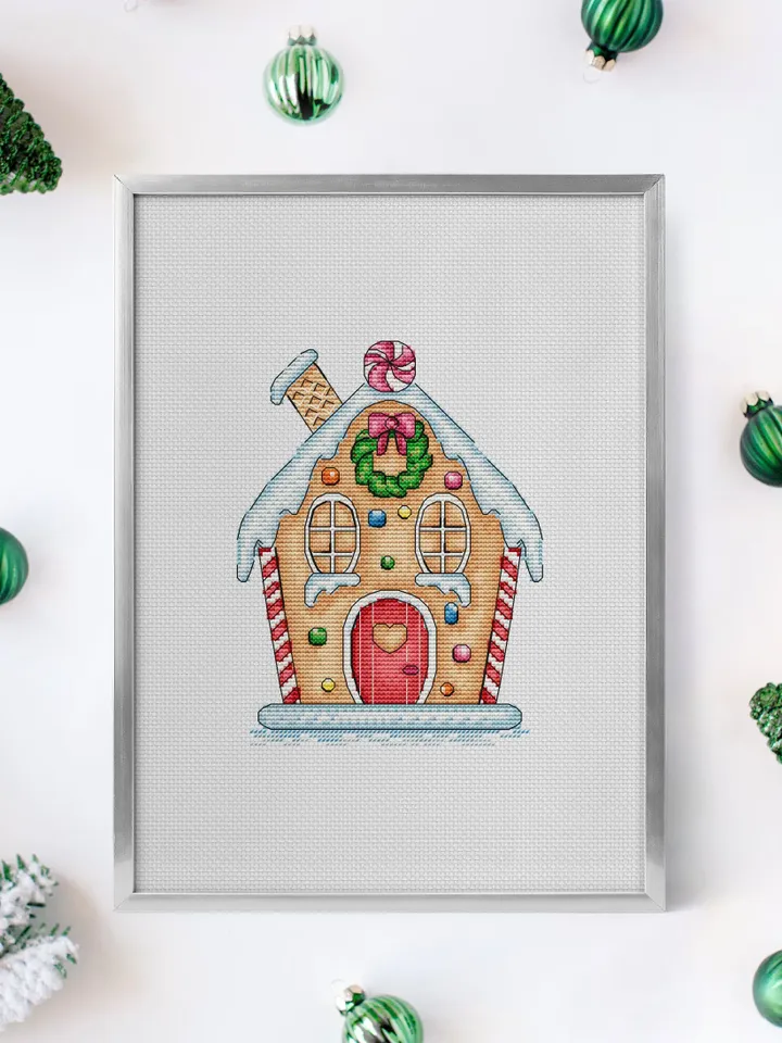 Christmas Gingerbread House Cross Stitch PDF, Merry Christmas Cross Stitch, Cross Stitch pattern Gingerbread, Gingerbread Christmas House